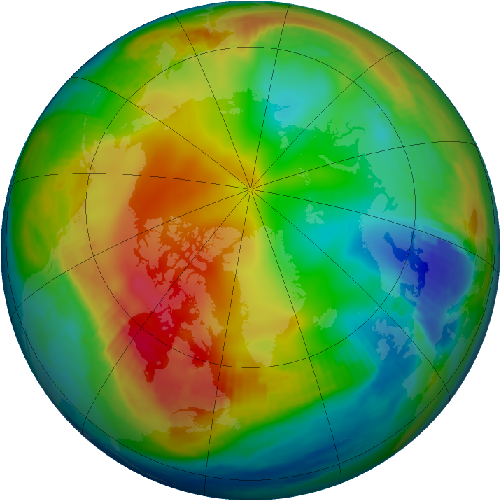 Arctic ozone map for 01 January 1998